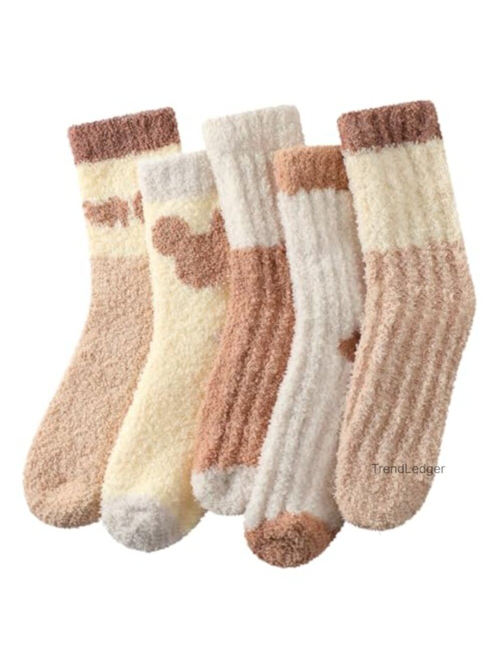 Fuzzy Slipper Socks for Women Cozy Microfiber Winter 5 Pairs